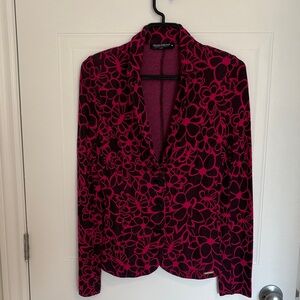 Rinascimento Pink and Black Floral Blazer Size M